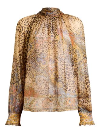 Etro scarf paisley animal silk top - Neutrals