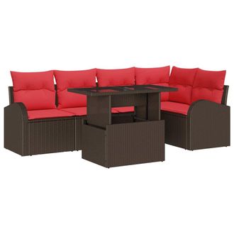 vidaXL Set Divano Da Giardino 6 Pz 5-numero Di Posti Marrone Vidaxl