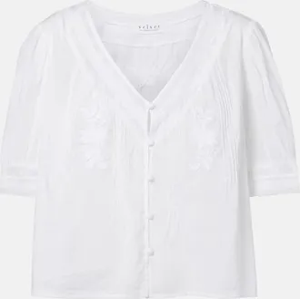 Velvet Mavis lace-trimmed cotton blouse