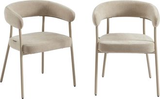 Pantone Lote de 2 sillas de tela con patas de metal gris topo