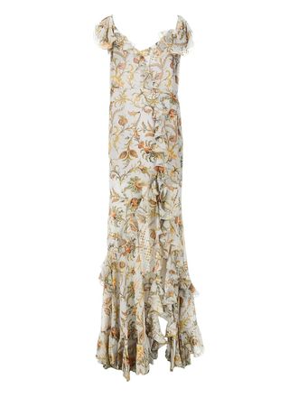 Etro ruffled floral maxi dress - Grey