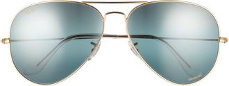 Ray-Ban 62mm Polarized Oversize Pilot Sunglasses in Dark Blue at Nordstrom