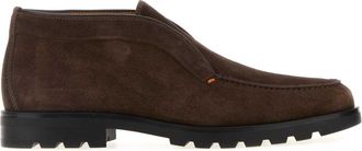 Santoni Brown Suede Desert Slip Ons