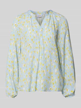 Emily van den Bergh Regular Fit Bluse aus reiner Viskose mit Allover-Motiv-Print in Hellblau, Gr&ouml;&szlig;e 36
