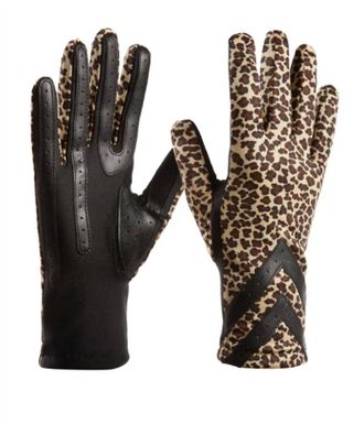 Isotoner Womens Smartdri Smartouch 3 Button Length Chevron Gloves In Leopard