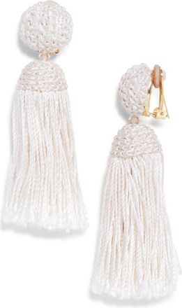 Oscar De La Renta Short Tassel Rope Earrings in Natural Silk at Nordstrom