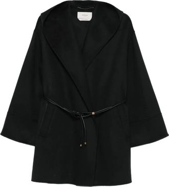 Agnona Jacke hooded belted coat - Black