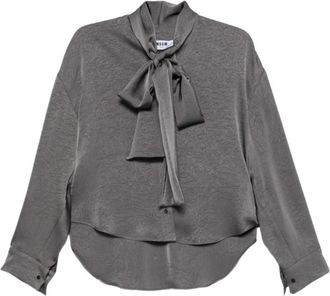 Msgm Cr&ecirc;pe blouse met strikkraag - Dames - Blouses - Grijs - M - Overhemden