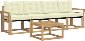 vidaXL Conjunto De Sof&aacute;s De Exterior 5 Uds. Blanco Y Crema Vidaxl