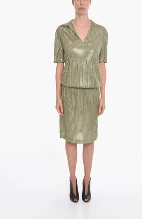 Bottega Veneta Vestito Midi in Maglia di Seta con Borchie a Specchio Bottega Veneta