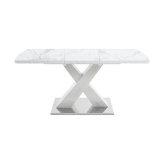 Urban Meuble Mesa de comedor extensible con efecto m&aacute;rmol blanco