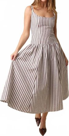 Olivaceous Janet Stripe Flare Maxi Dress In Brown Cream