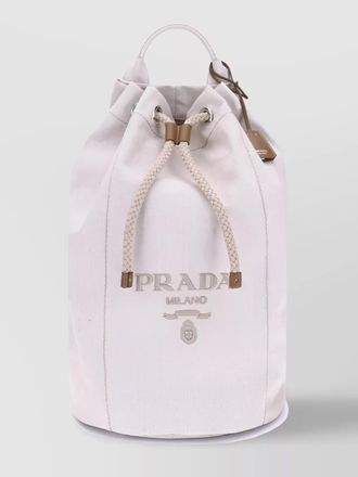 Prada linen bucket bag leather trim