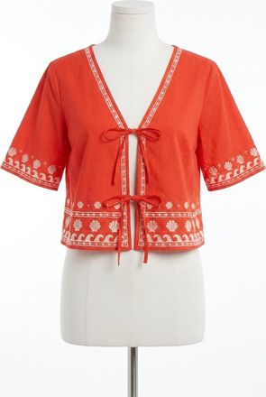 Z Supply Cast Of Waves Short Sleeve Top In Lychee