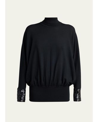 Valentino Garavani Turtleneck Sequined Balloon Sweater