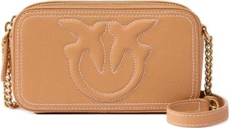 Pinko Borsa a tracolla Carrie con logo goffrato - Marrone