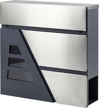 OEM Buz&oacute;n Exterior De Acero Inoxidable 13 L Buz&oacute;n De Pared Correo Con Cerradura Y 2 Llaves Soporte Peri&oacute;dicos Gris Oscuro