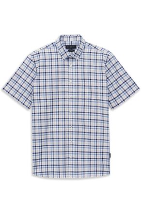 Bugatti Kurzarmhemd BUGATTI Modern Fit, Herren, Gr. 4XL, Normalgr&ouml;ssen, blau (340, blaugrau), 100% Baumwolle, kariert, normal, Hemden Kurzarmhemd, kariert mit