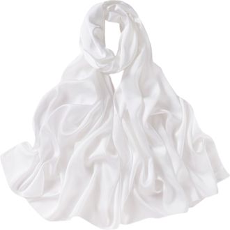 Lina & Lily Luxury Satin Hijab Head Scarf Shawl Wrap for Muslim Women Extra Long (White)