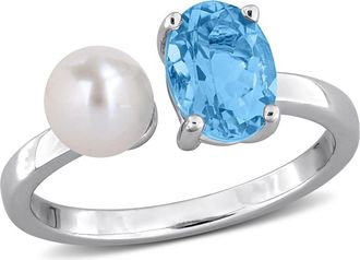 Delmar Freshwater Pearl & Sky Blue Topaz Ring at Nordstrom Rack, Size 5