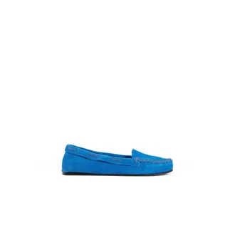 The Row Loafers, female, Blue, Size: 7 1/2 US Calfskin Leather Moccasin with Classic Design