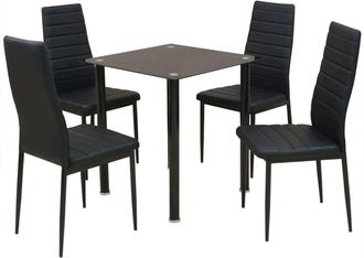 vidaXL Conjunto De Mesas Y Sillas De Comedor De Cinco Piezas Negro Vidaxl