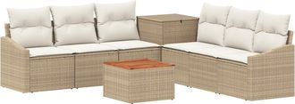vidaXL Juego De Sof&aacute; 8 Uds. Beige Y Blanco Crema Vidaxl