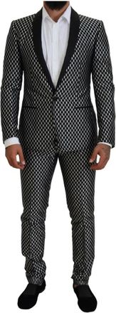Dolce & Gabbana Elegant Zwart Zijde Blend Slim Fit Pak - Heren - Business pakken - Grijs - XS - Rayon - Kostuums