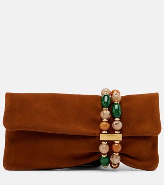 Jimmy Choo London Zandra beaded suede clutch