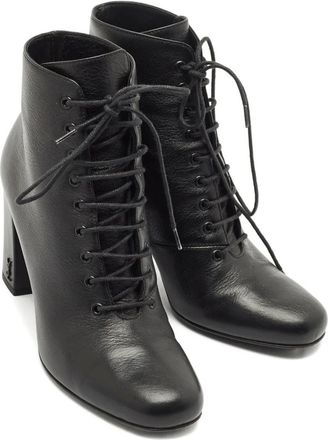 Saint Laurent Stivali stringati in pelle - Nero