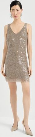 Brunello Cucinelli Mini dress with dazzling embroidery in Rope at Nordstrom, Size X-Large Eu