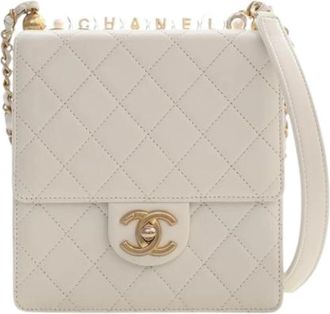 Chanel Pre-owned Vintage Quilted Crossbody Bag - Dames - Vintage Schoudertas - Wit - ONE Size - Leer - Vintage