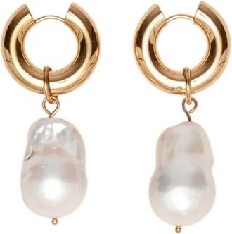 Pompeii3 18k Yellow Gold Plated 2 Fresh Water Pearl Hoops