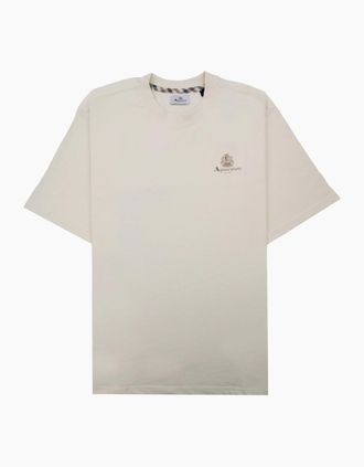 Aquascutum Mens Aquascutum Active Small Logo T Shirt Old White - Tan - Size: 44
