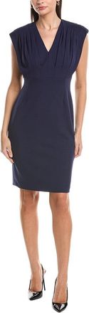 Anne Klein V-Neck Pleated Bodice Sheath Dress