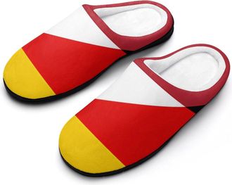Generic Flag of Netherlands And Germany Mens House Slippers Memory Foam Washable Cotton Slip on Home Shoes