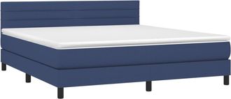 vidaXL Cama Box Spring Con Colch&oacute;n Tela Azul 180x200 Cm Vidaxl