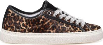D.A.T.E. Leopard Pony-Effect Leather Sneakers