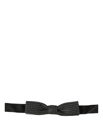 Dolce & Gabbana Ribbed Metallic Bow Tie - Black