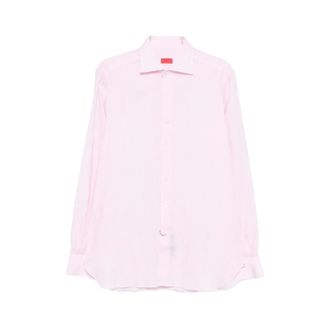 Isaia Casual Shirts, male, Pink, Size: 4XL Shirt Isaia