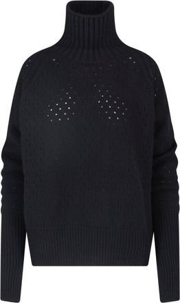 Ermanno Scervino Perforated High Turtleneck Cashmere Cardigan