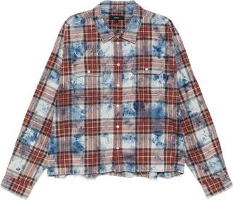 Purple Bleached-effect Check-pattern Shirt