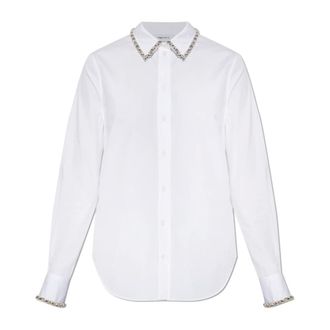 Alexander McQueen Overhemden, Dames, Wit, 2Xs, Katoen, Crystal Embroidery Shirt
