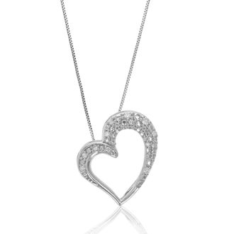 Vir Jewels 1/10 cttw Lab Grown Diamond Heart Pendant Necklace in Sterling Silver with Chain For Women