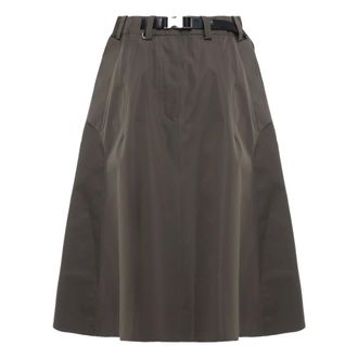 Prada Rokken, Dames, Groen, S, Leer, Technical Fabric Circle Skirt