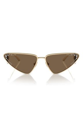 Jimmy Choo London 63mm Cat Eye Sunglasses in Pale Gold /Dark Brown at Nordstrom