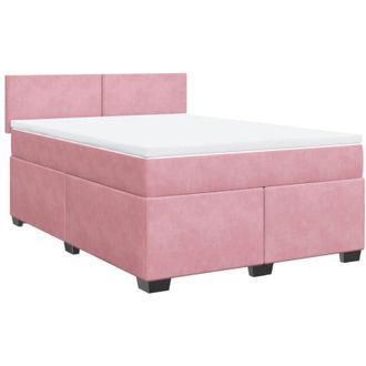 vidaXL Vidaxl - Cama Box Spring Con Colch&oacute;n Terciopelo Rosa 160x200 Cm