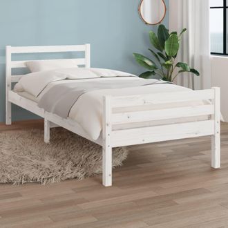 vidaXL Estructura De Cama Sin Colch&oacute;n Madera Maciza Blanco 100x200 Cm Vidaxl