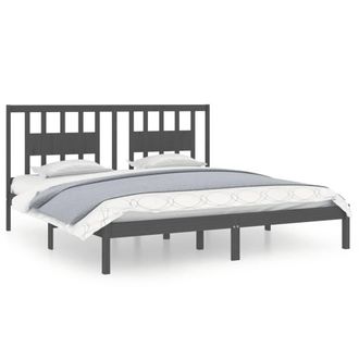 Berkfield Home Bed Frame Grey Solid Wood Pine 200x200 cm