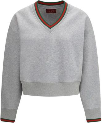 Gucci Katoenen sweatshirt met geribbelde manchetten en zoom - Dames - Sweatshirts - Grijs - S - Katoen - Hoodies & sweatvesten